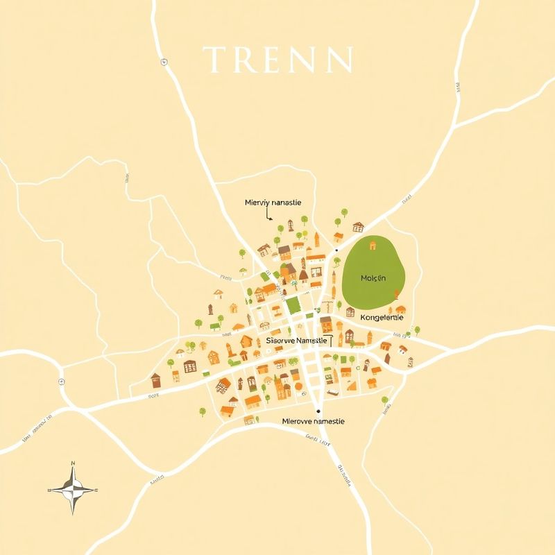 Mapa Trenčína s vyznačeným Mierovým námestím 14